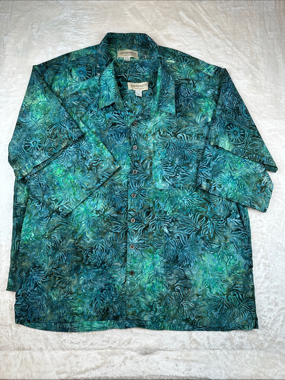 Johari West Size 4XL LOT OF 2 Teal & Green Short-Sleeve Button-Up | Casual